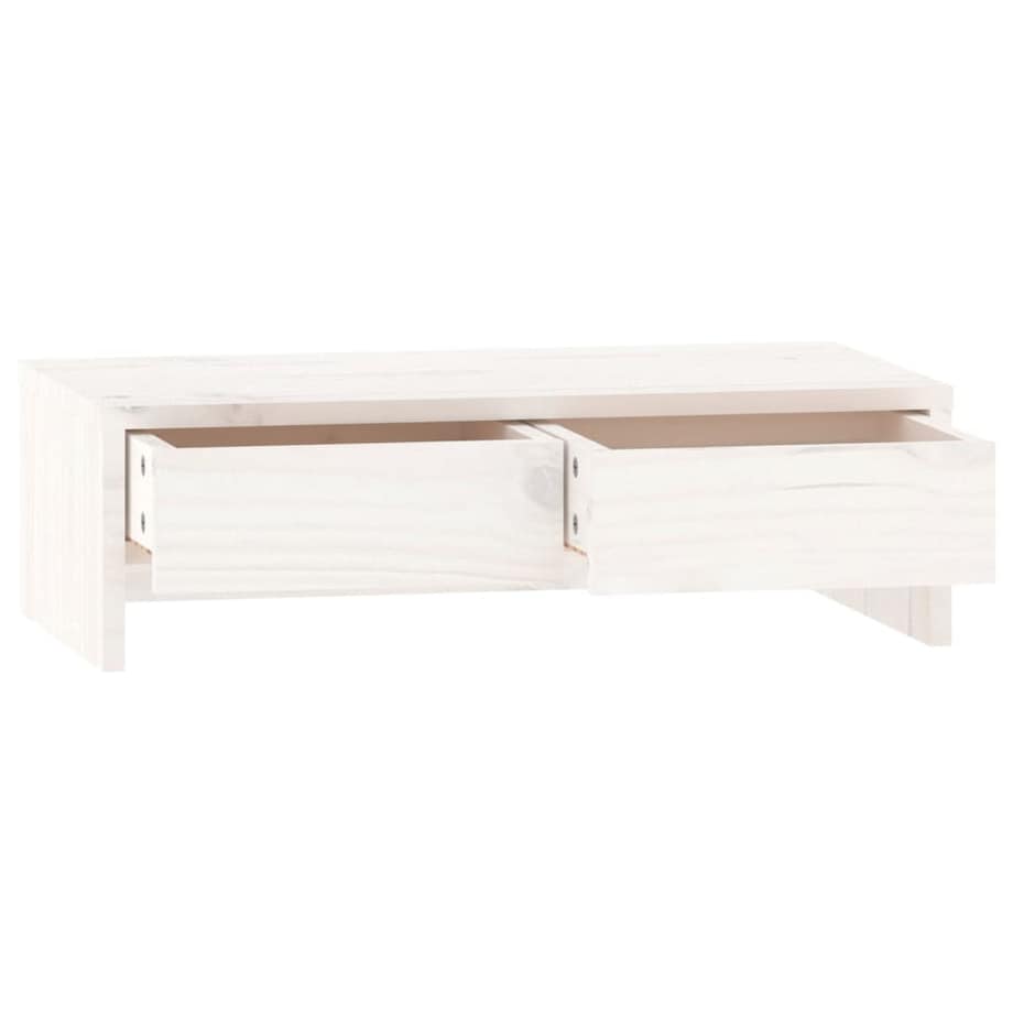 vidaXL Podstawka na monitor, biała, 50x27x15 cm, lite drewno sosnowe