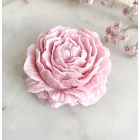 Świeca sojowa ekologiczna dekoracyjna "Peony Queen" 100x40mm rózowa (duża)