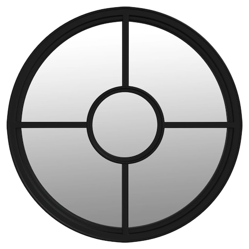 vidaXL Lustro ogrodowe, czarne, 40x4 cm, okrągła żelazna rama