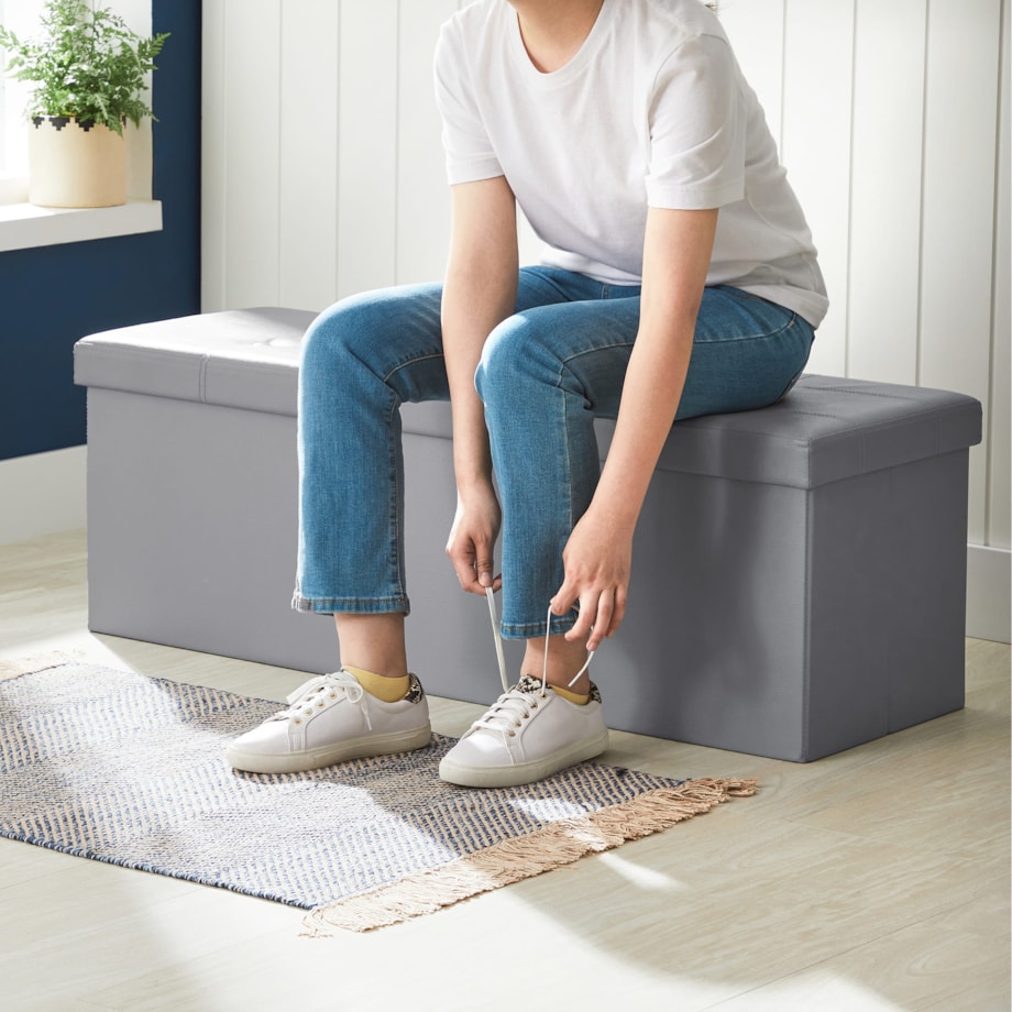 Pufa Siedzisko do sypialni pokoju przedpokoju Jasnoszary