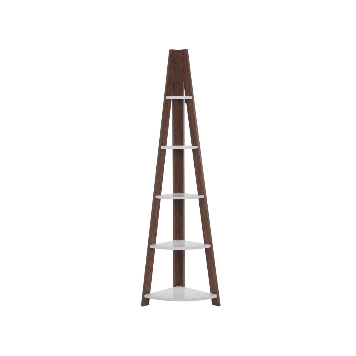 Regał narożny 4 półki ciemne drewno z białym MOBILE SOLO