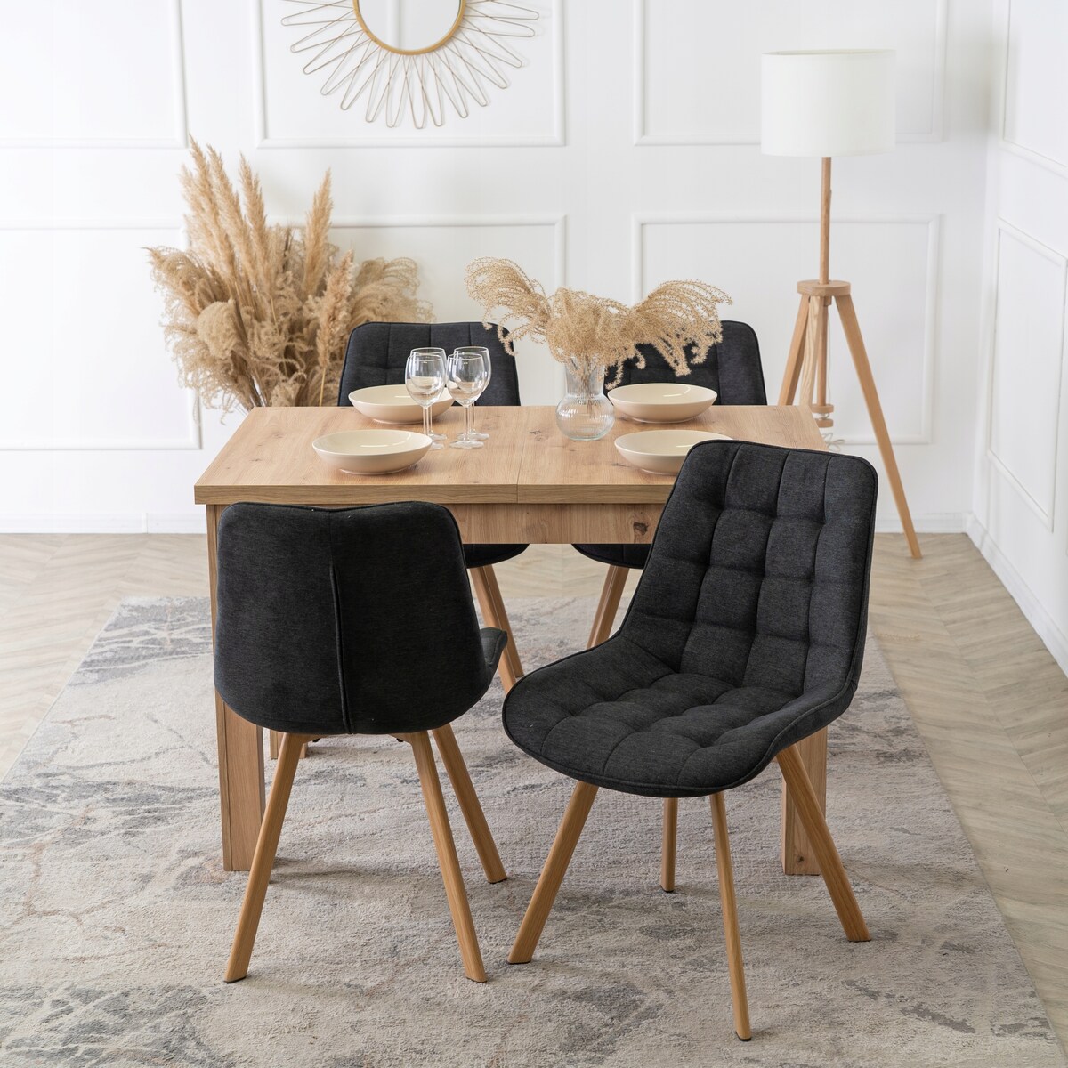 Krzesło Tapicerowane Kuchenne Czarne Do Salonu Jadalni Skandynawski KATHY