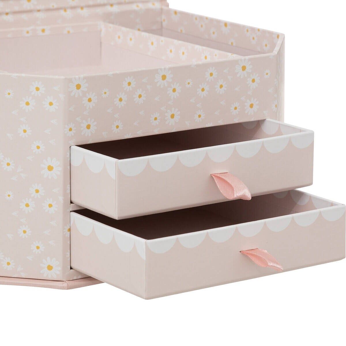 Pudełko na biżuterię i skarby LANA, z lusterkiem, w stokrotki