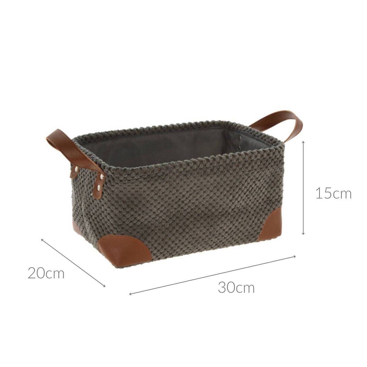 Koszyk do przechowywania, sztruks z uchwytami, 30 x 20 x 15 cm
