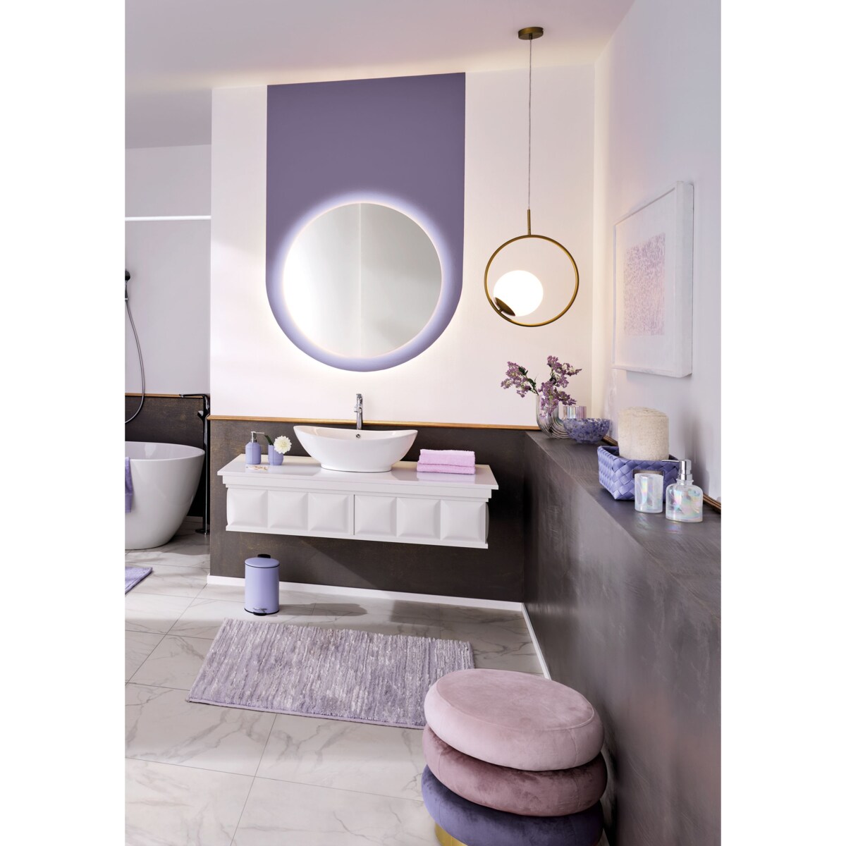 Kleine Wolke Silence Kosz łazienkowy Fioletowy 3 litry