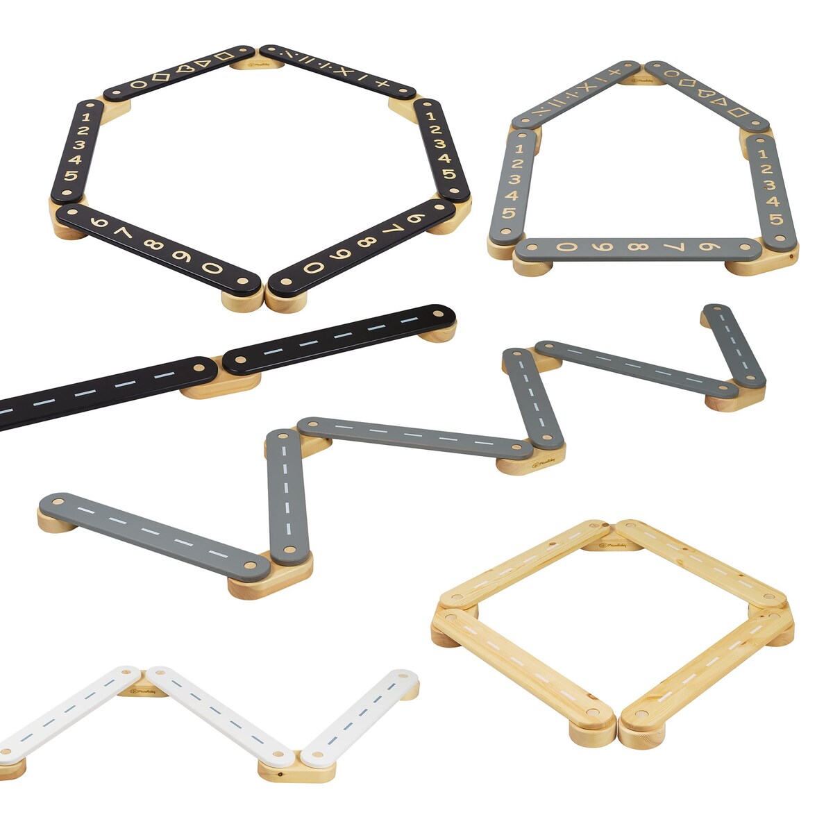 Ścieżka Sensoryczna Drewniana, Balance Beam, 6 elementów, Biała