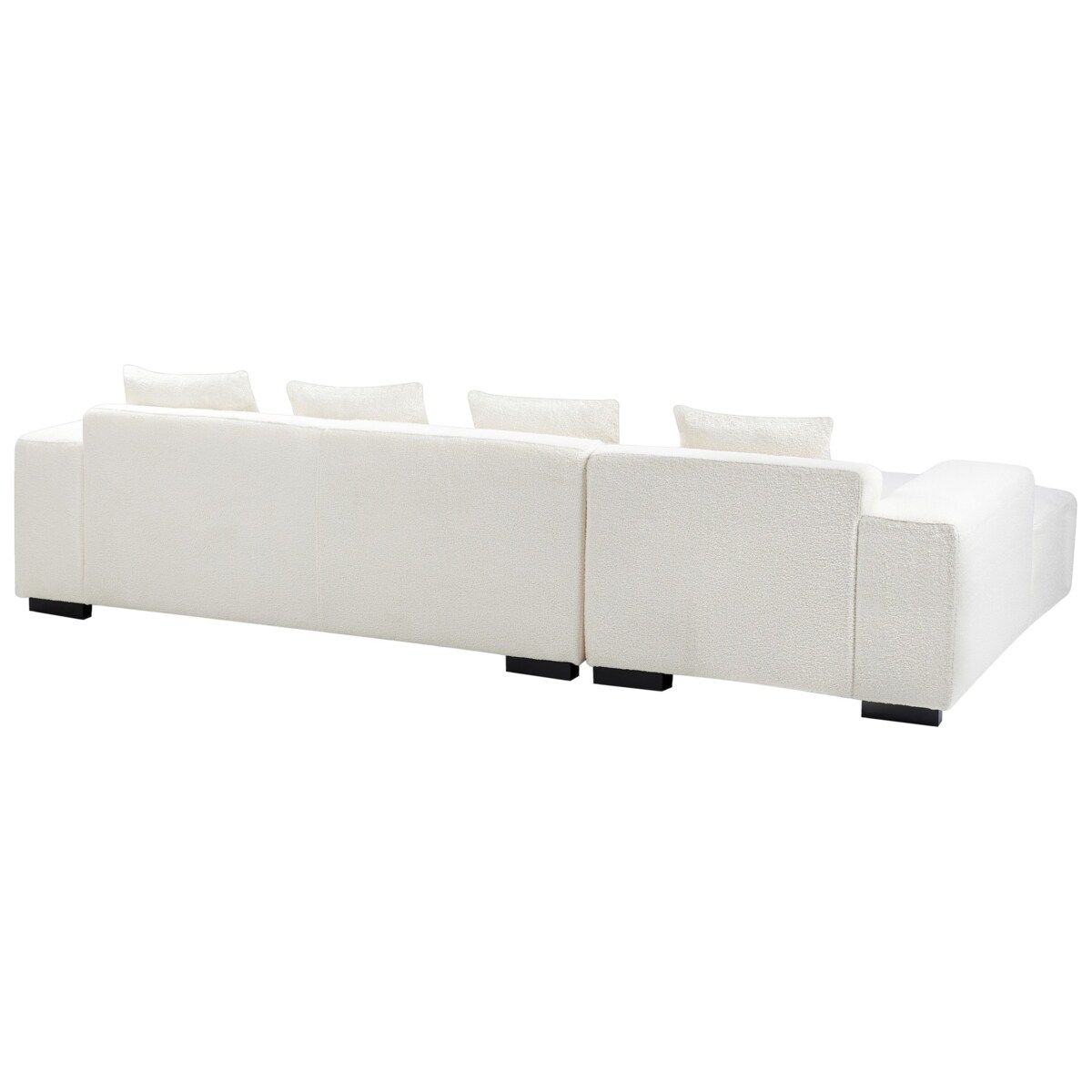 Sofa narożna z otomaną LUNGO Boucle Biały dla 4 osób Prawostronny