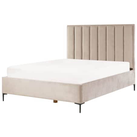 Łóżko z pojemnikiem welurowe 160 x 200 cm beżowoszare SEZANNE