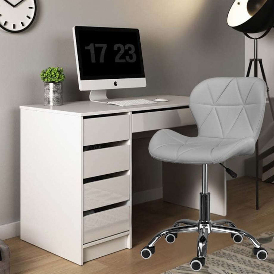 Krzesło obrotowe biurowe nowoczesne ekoskóra szare