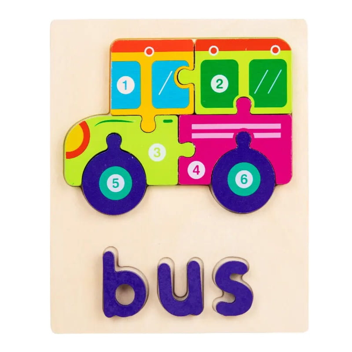 Puzzle drewniane - Autobus i Pies - Bus & Dog