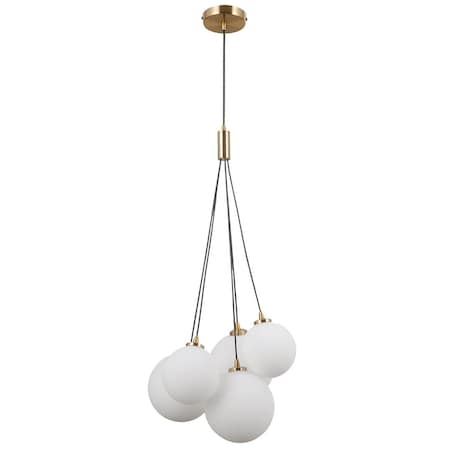 Jadalniana lampa wisząca Perlos nad stół mosiądz biała