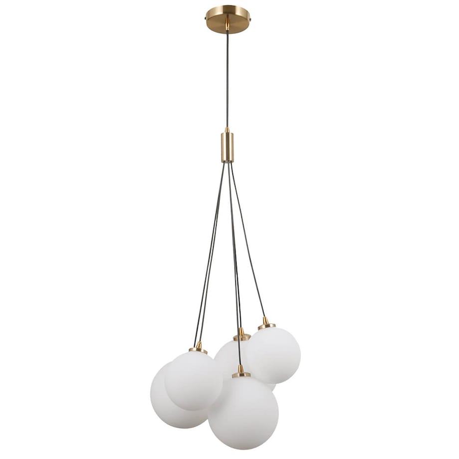 Jadalniana lampa wisząca Perlos nad stół mosiądz biała