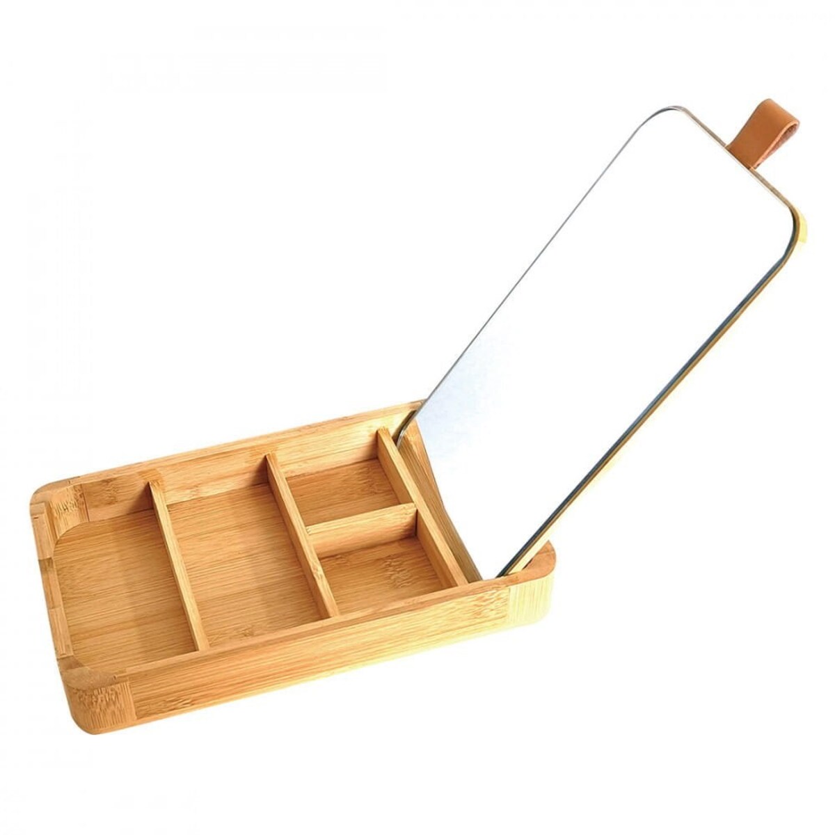 Kinghoff bambusowy organizer na drobiazgi z lusterkiem KH1695