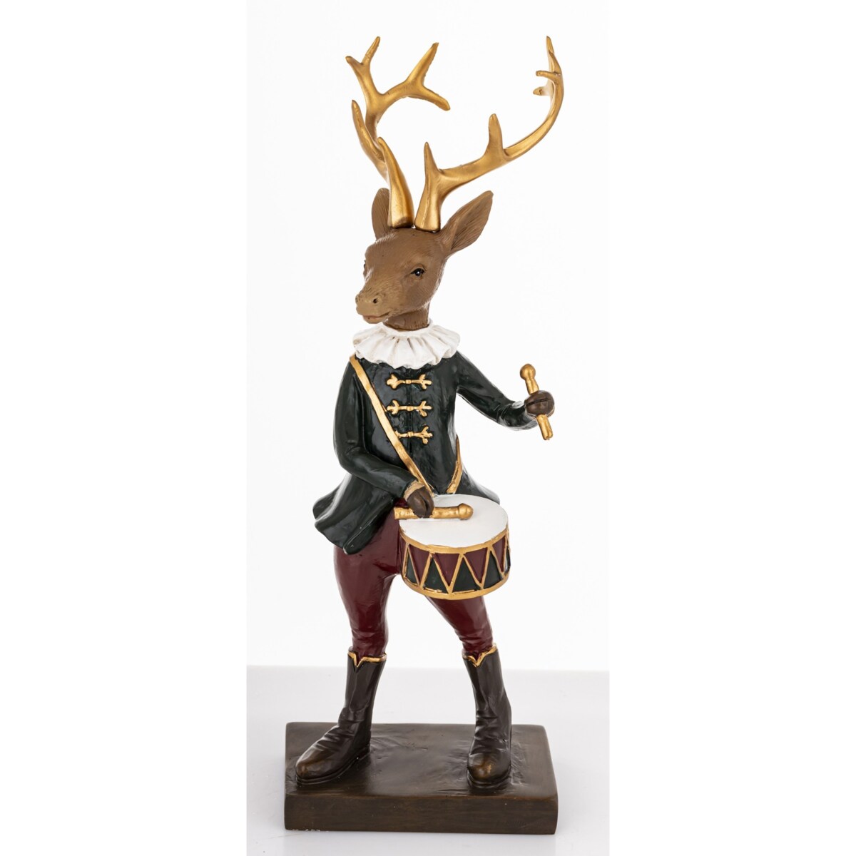 Figurka - renifer w mundurze 22,5x8x9 cm z bębenkiem