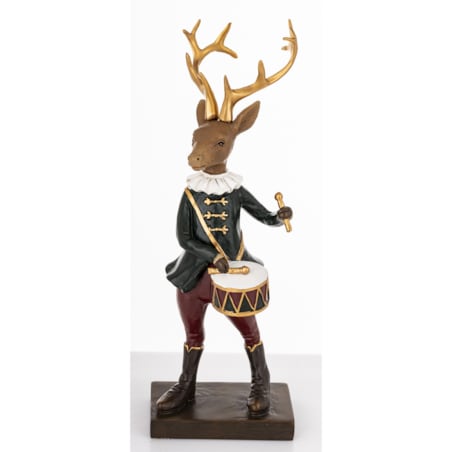 Figurka - renifer w mundurze 22,5x8x9 cm z bębenkiem