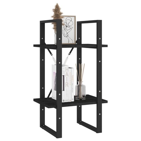 vidaXL Regał na książki, 2 półki, czarny, 40x30x70 cm, drewno sosnowe