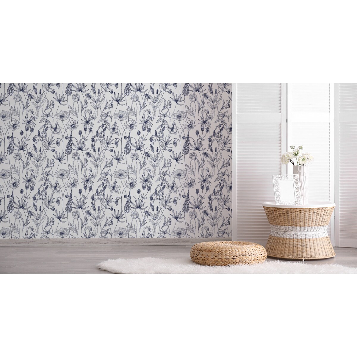 Tapeta Rysowane KWIATY Zioła Natura w Stylu Retro