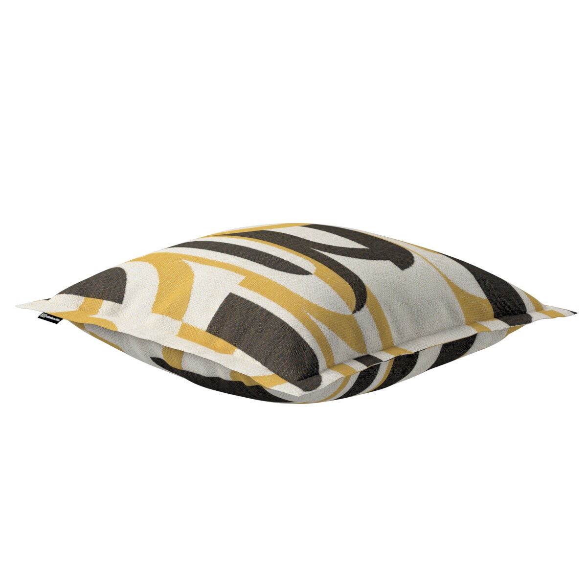 Poszewka Mona na poduszkę 45x45 czarno-żółte wzory na kremowym tle