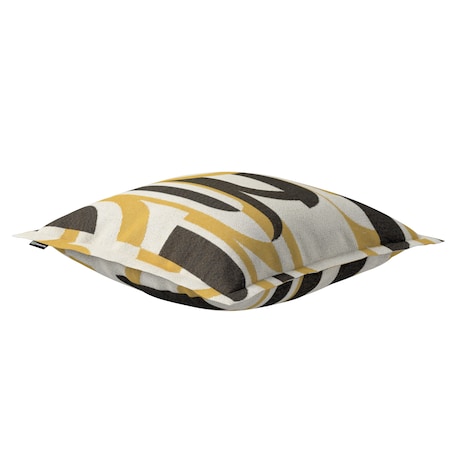 Poszewka Mona na poduszkę 45x45 czarno-żółte wzory na kremowym tle