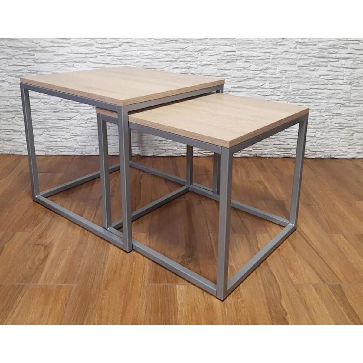 Stolik kawowy 2w1 CUBE dąb sonoma/srebrny