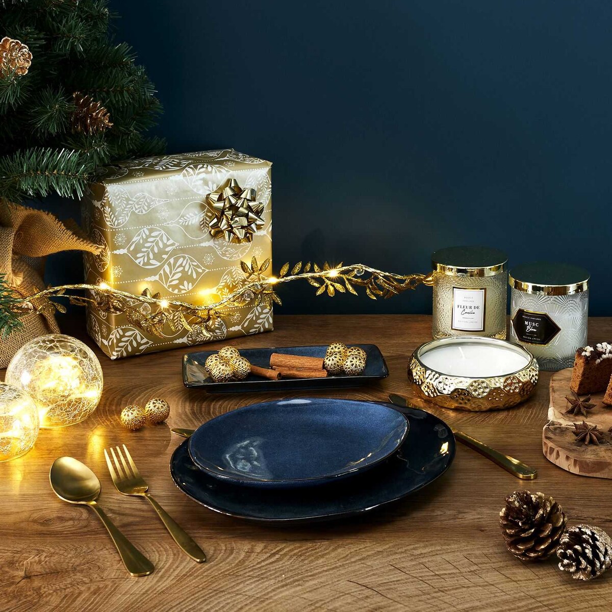 Prostokątny talerz Tierra 22x10cm niebieski