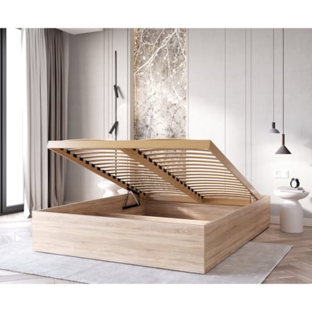 Łóżko z materacem do sypialni MOND 160x200- dąb sonoma