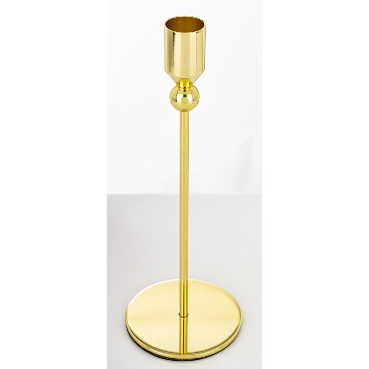 Świecznik metalowy złoty 22x8 x8 cm SOTILLE z 1 kulką