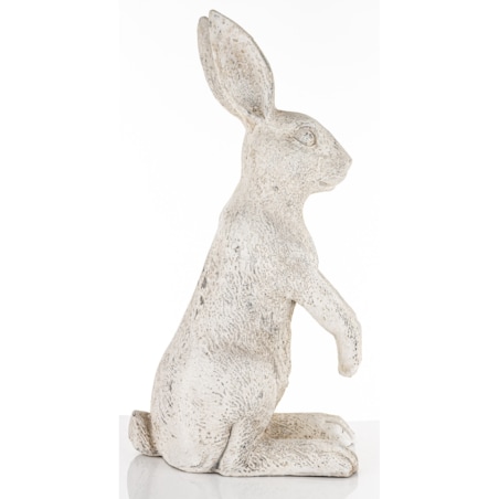 Dekoracja - duży siedzący królik 61x22x32 cm SZAREK