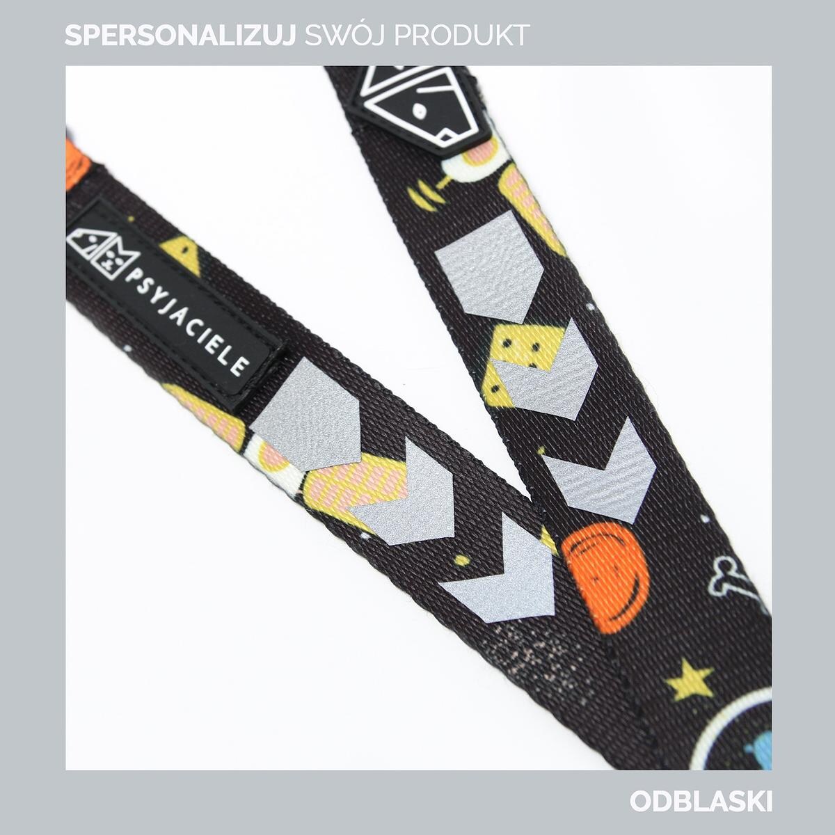 Smycz miejska dla psa lub kota "Under my ombrella" TURKUS - Szerokość taśmy: 15mm, Rozmiar: L oraz Rodzaj: Mini karabinek