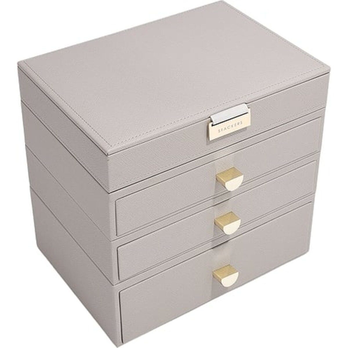Szkatułka na biżuterię Stackers Classic poczwórna taupe z 3 szufladami