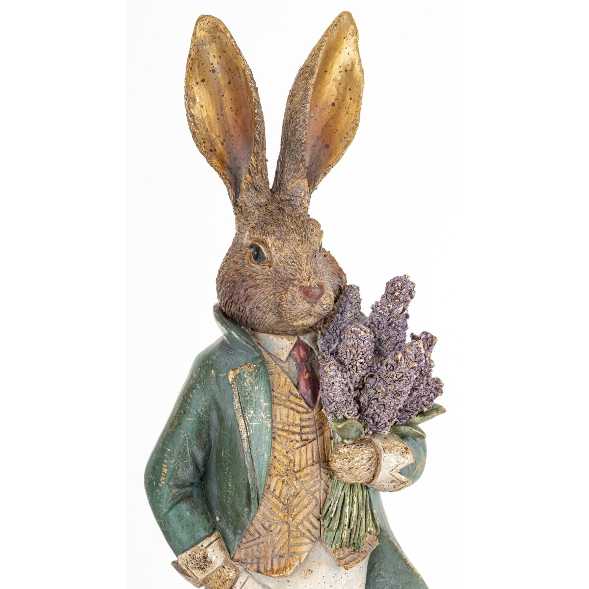 Dekoracja - para królików 53x18x15,5 i 53x17x4 cm CITTADINI-3 z bukietami kwiatów