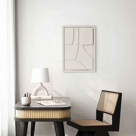 Obraz 3D 50x70cm Abstract III – Dekoracja Ścienna z Tynku Naturalnego, Natural Cream, Minimalistyczny Relief