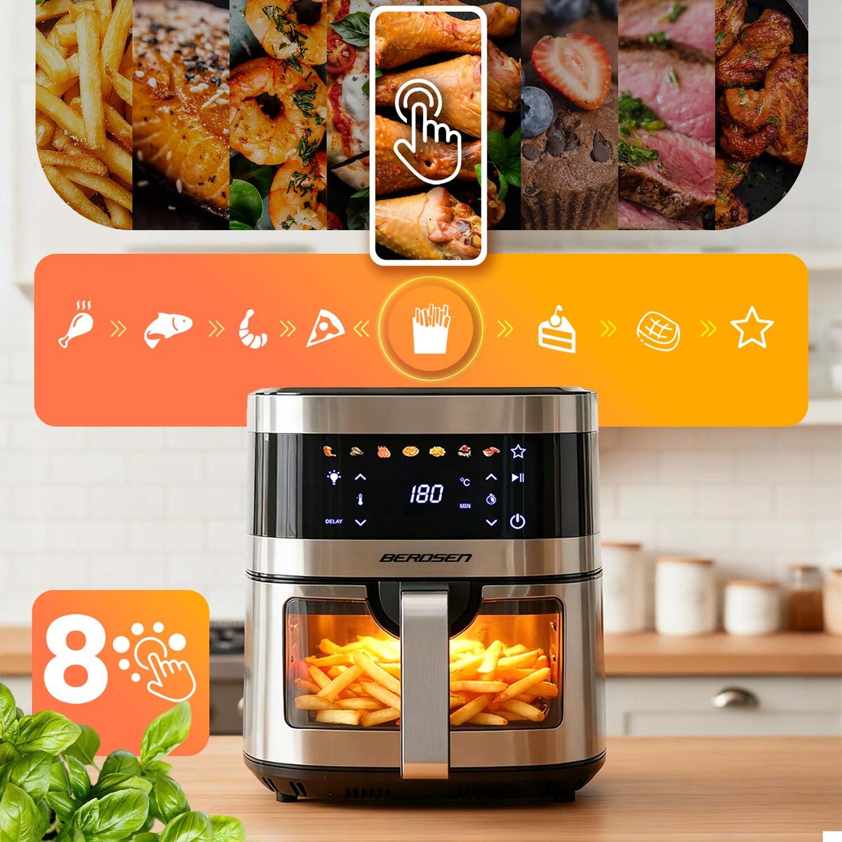 Frytkownica beztłuszczowa Berdsen Air Fryer frytownica 9,1l 1700W