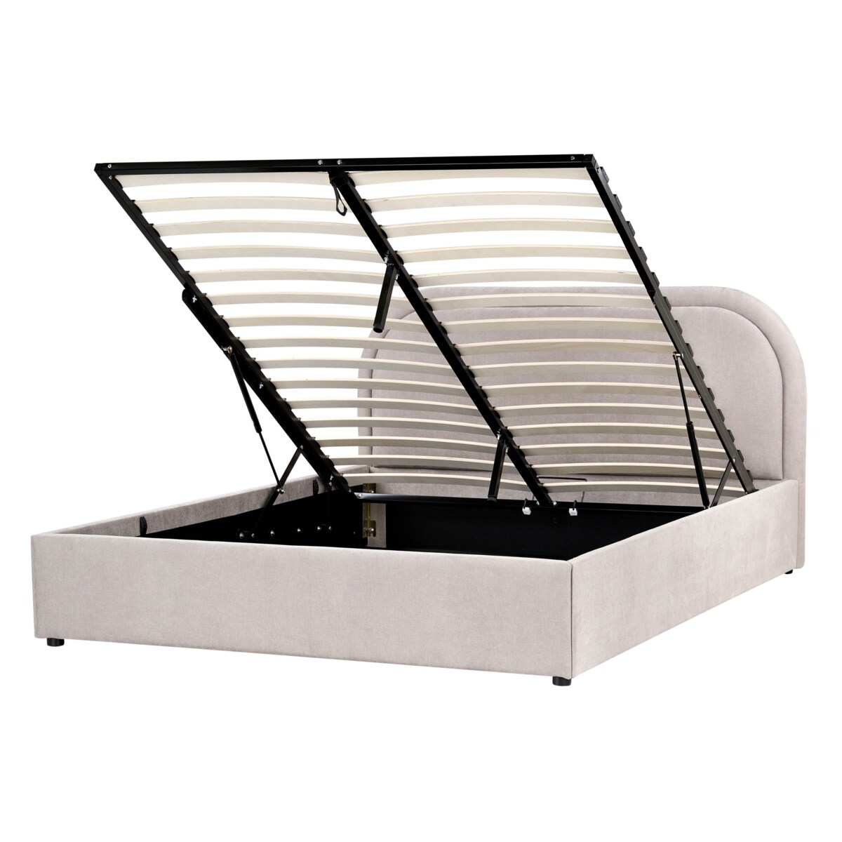 Łóżko z pojemnikiem QUILLIEN 140 x 200 cm Beżowoszary