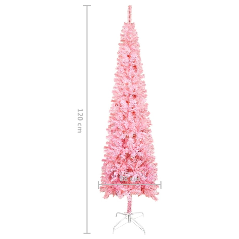 vidaXL Smukła choinka, różowa, 120 cm