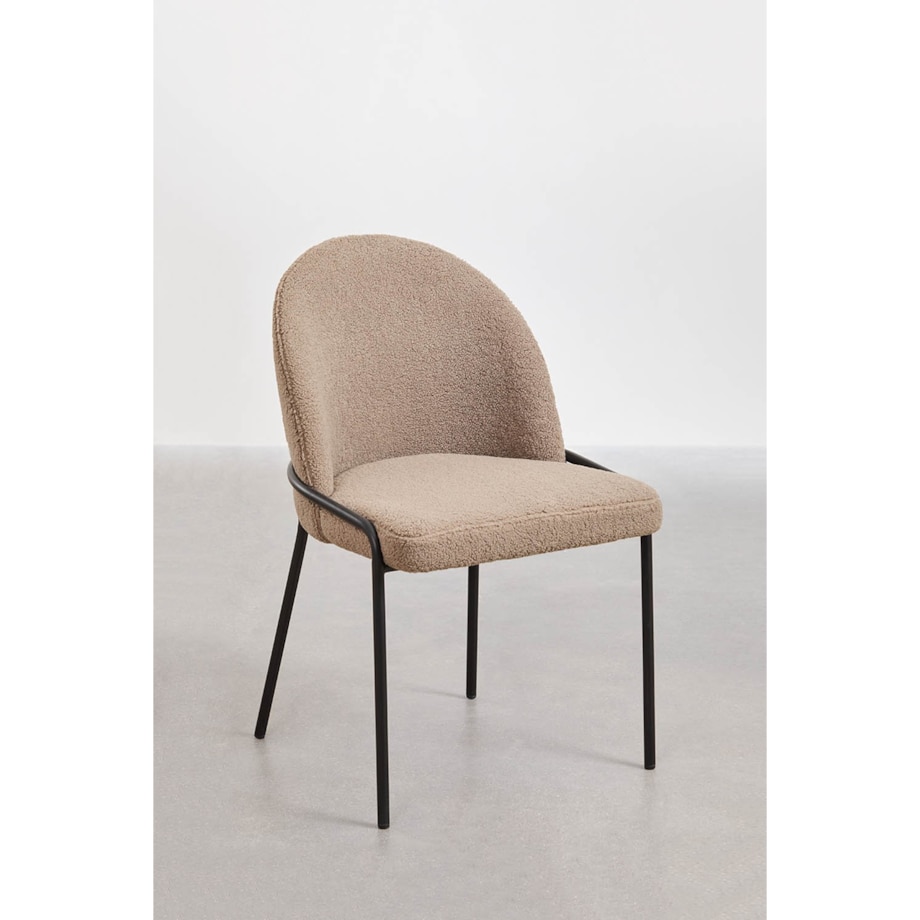 Krzesło na metalowej podstawie, boucleé, kawa z mlekiem, Grolet