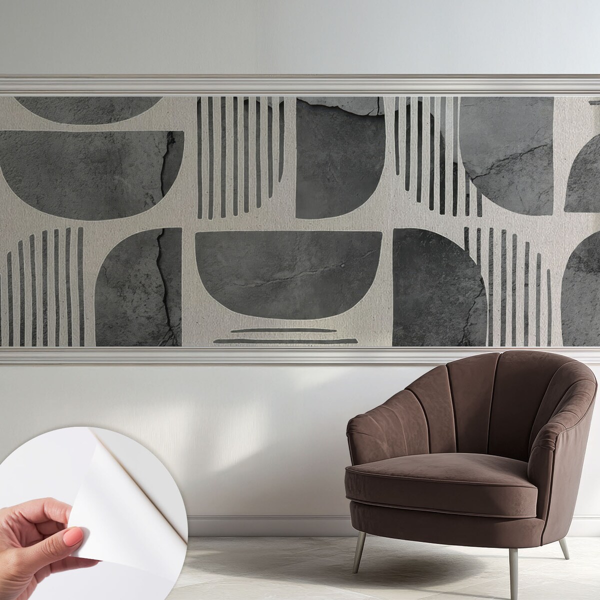 Fototapeta samoprzylepna 250x104 cm - Kształty geometryczne, tapeta ścienna szara