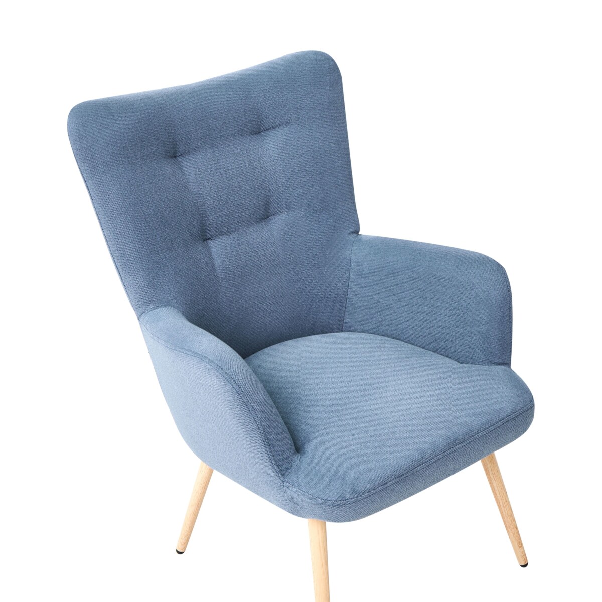 Fotel uszak VEJLE Z podnóżkiem Welur Ciemnoniebieski