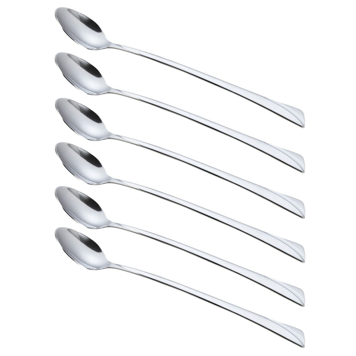 Łyżeczki koktajlowe długie do drinków kawy latte zestaw 6 sztuk Połysk KINGHOFF