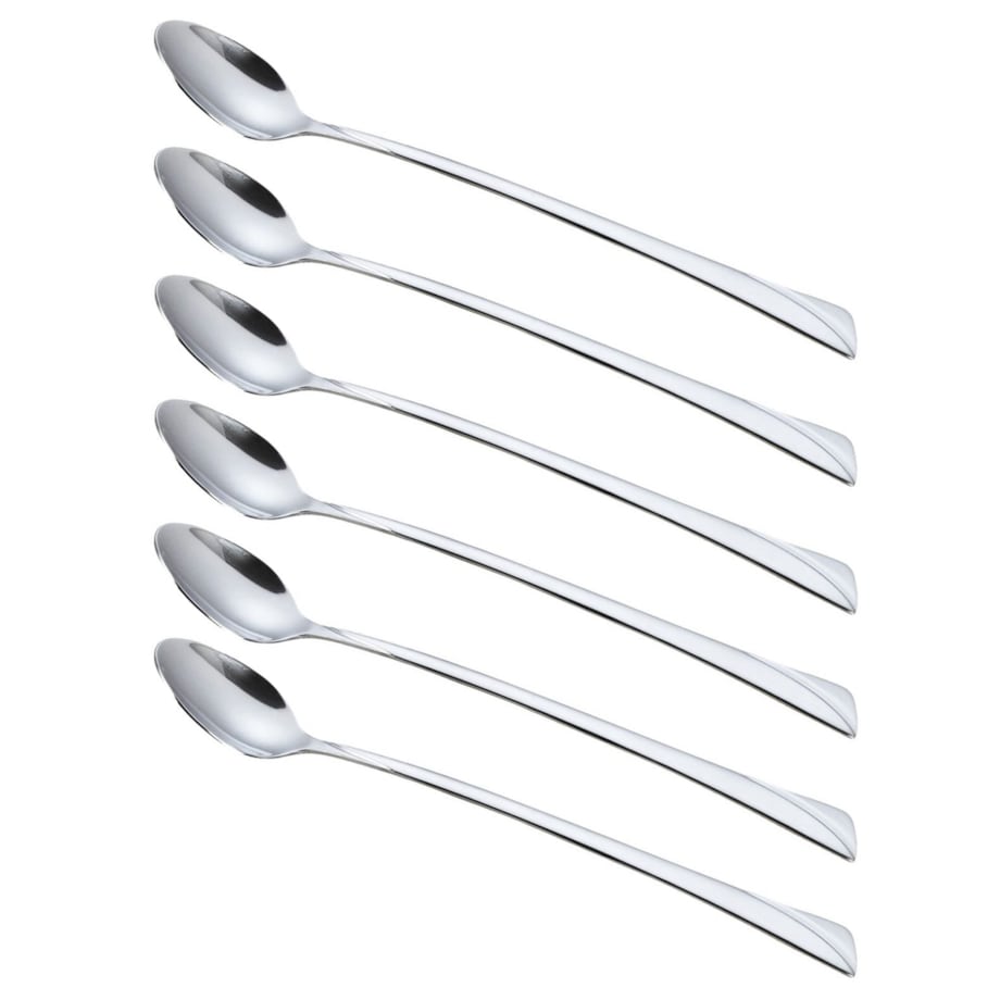 Łyżeczki koktajlowe długie do drinków kawy latte zestaw 6 sztuk Połysk KINGHOFF