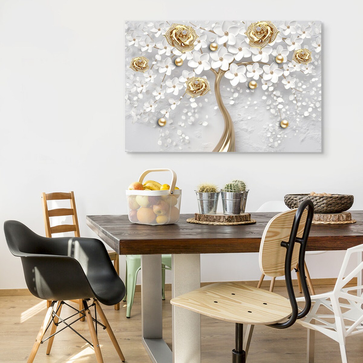 Obraz Na Płótnie Abstrakcyjne Róże Na Drzewie 70x50cm