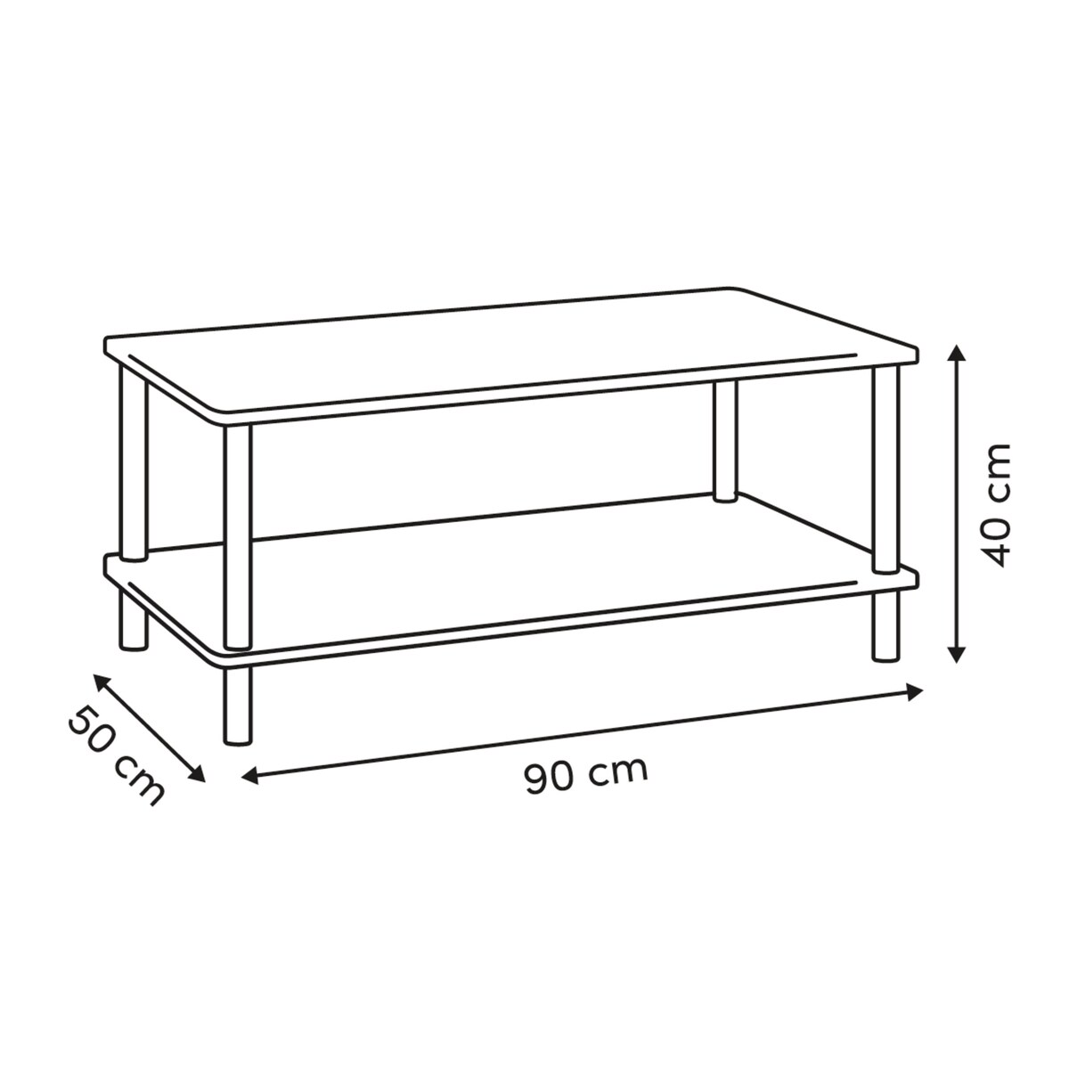 Stolik kawowy z półką COME, 90 x 50 cm