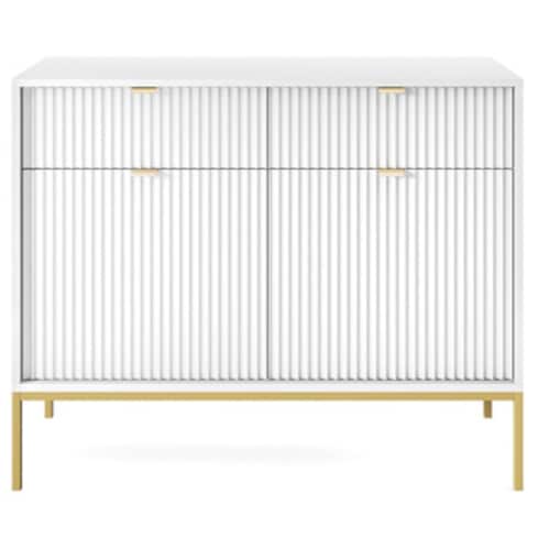 Komoda Delicious ryflowana biała złote nogi