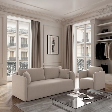 Sofa 3 osobowa Chaum rozkładana jasnobeżowa