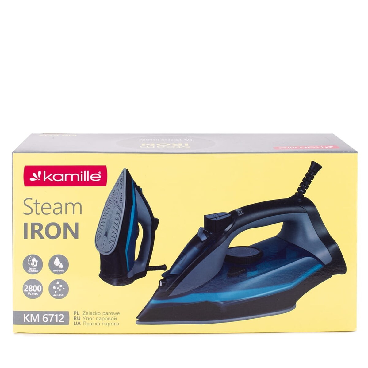 Żelazko parowe ANTI-CALC ANTI-DRIP prasowanie w pionie 2800W KAMILLE