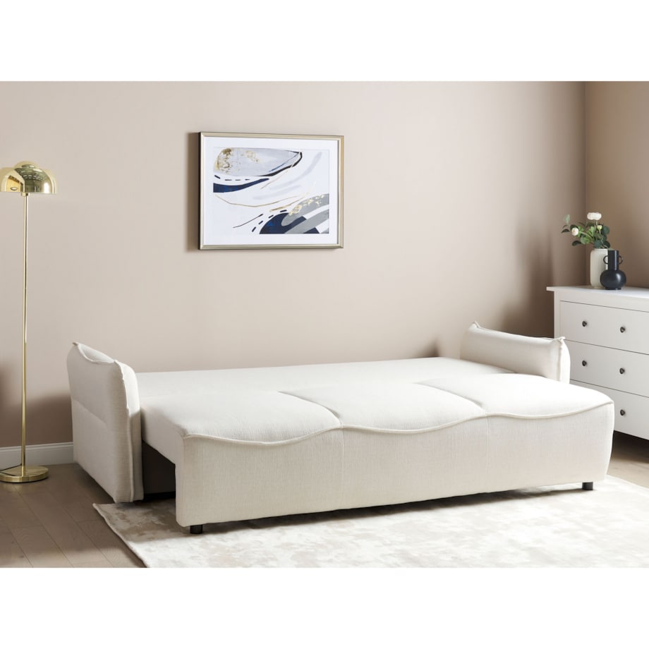 Sofa rozkładana z pojemnikiem biała KRAMA