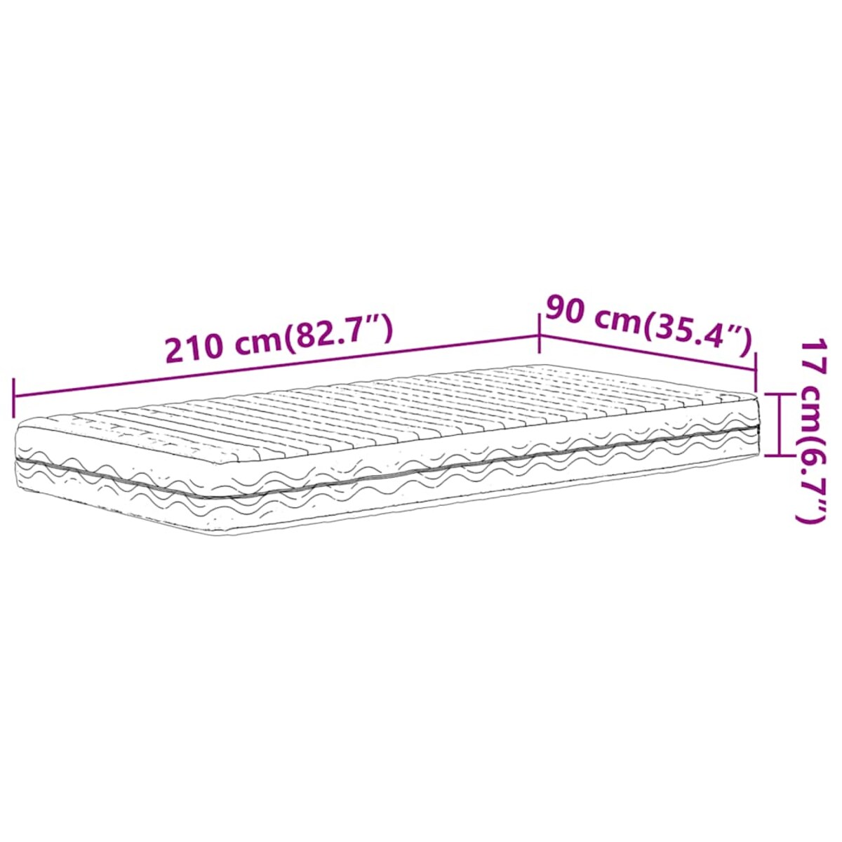 vidaXL Materac piankowy, biały, 90x210 cm, twardość H2/H3