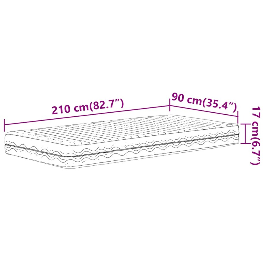 vidaXL Materac piankowy, biały, 90x210 cm, twardość H2/H3