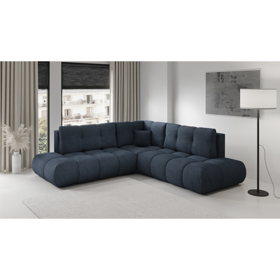 Narożnik pikowany, rozkładany z funkcją spania SOHI, Flow 22 - granatowy