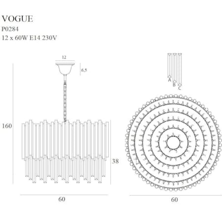 LAMPA wisząca VOGUE P0284 Maxlight kryształowa OPRAWA zwis sople crystal glamour złote przezroczyste